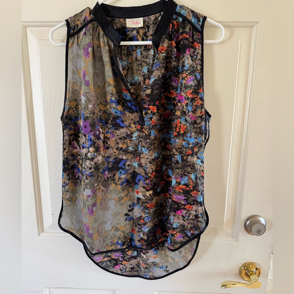 Parker Blue and Pink Asymmetrical Blouse